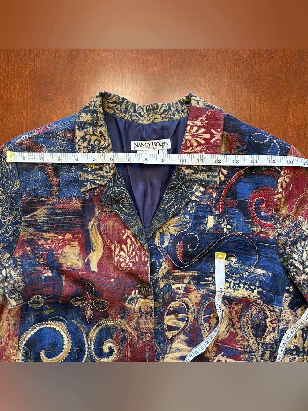 Abstract Paisley Pattern Multi-Color Button-Front Women's Jacket - Picture 3 of 8